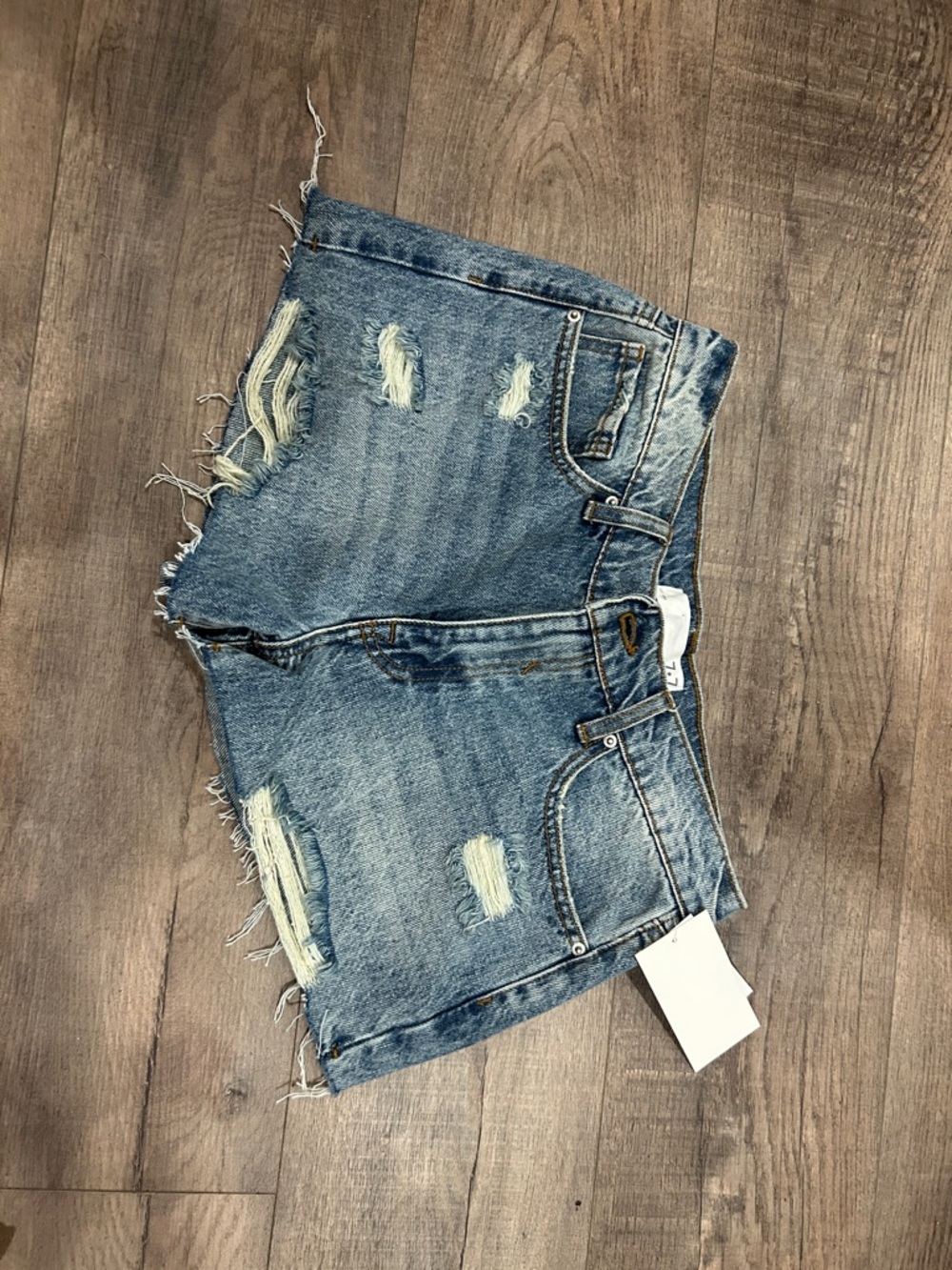 Seven7 Distressed Light Blue Denim Cutoff Shorts